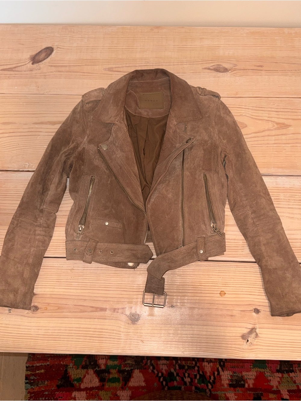Blank NYC Suede Moto Jacket in Sand Stone